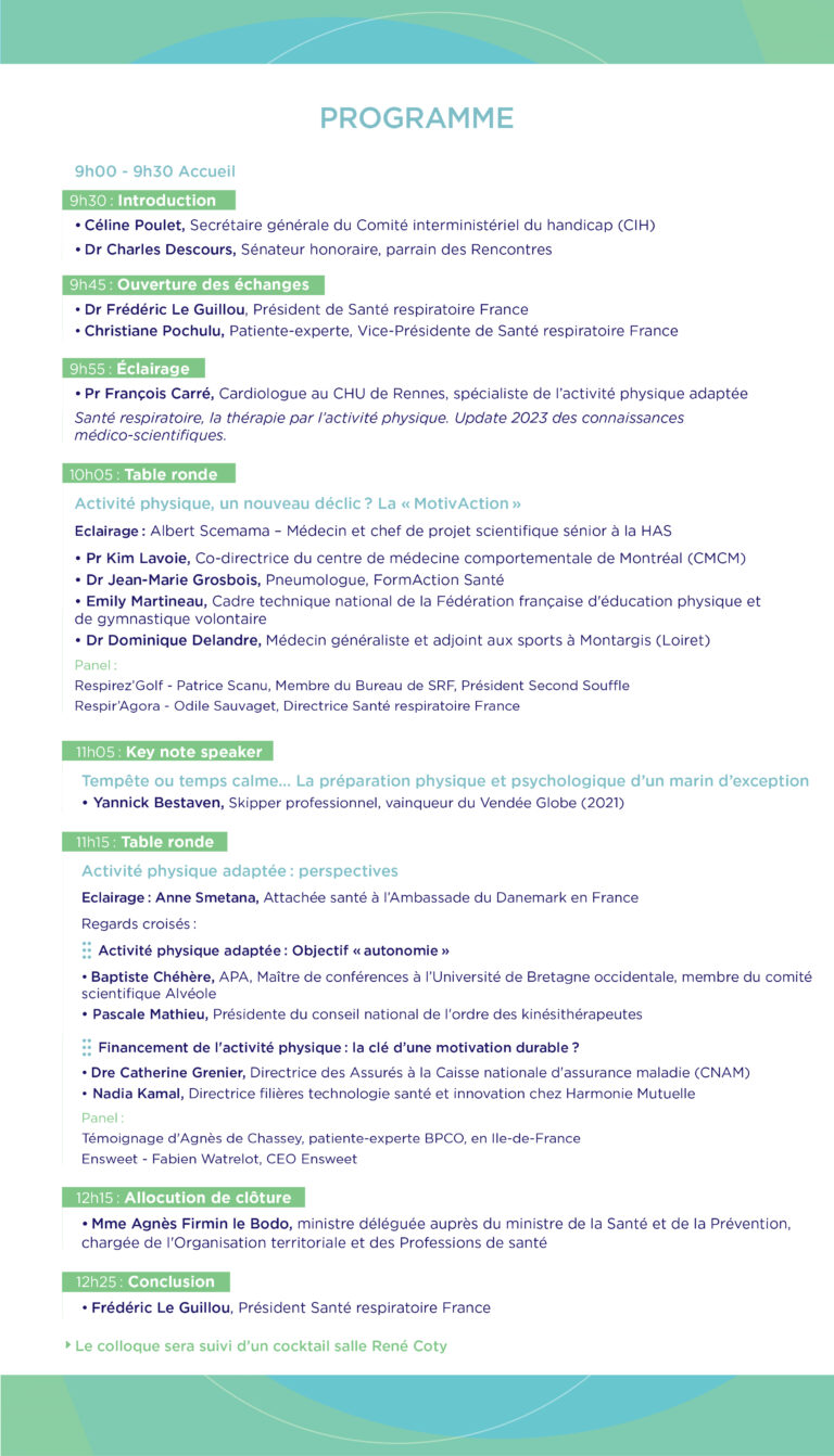 Programme Rencontres 2023 Santé respiratoire France